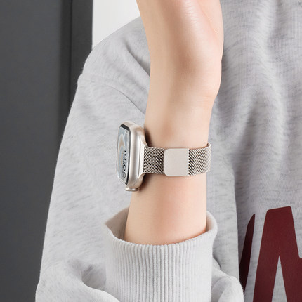匠戴适用iwatch10表带苹果S10手表applewatch8细款米兰尼斯腕带10新款小蛮腰S9创意S8金属高级8夏天女S7运动