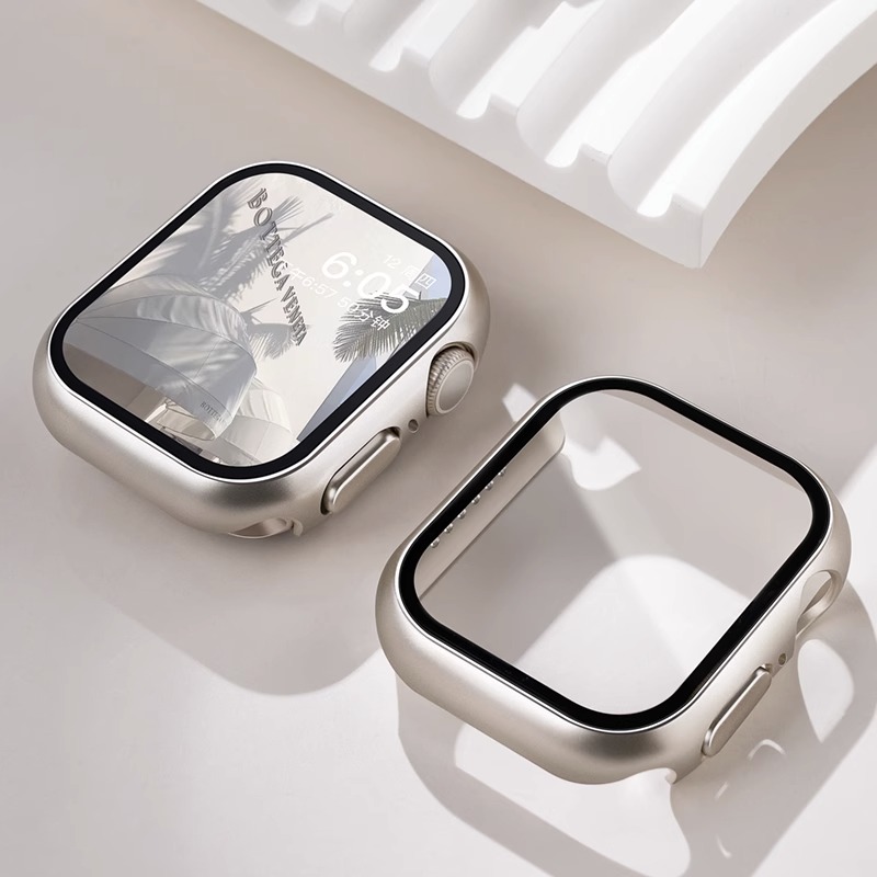 适用AppleWatch S9保护壳S8苹果iWatch8保护膜ultra手表表壳9钢化膜S7表带7一体全包SE表套S6创意高级保护套-封面