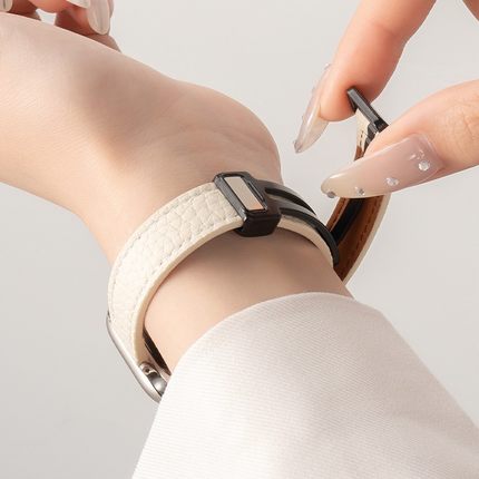 适用iwatch8表带S9苹果10手表applewatch9夏季新款S8皮质S7荔枝纹7小众S6创意6代SE女高级ultra2磁吸S10智能