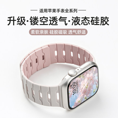 匠戴适用iwatch龙鳞磁吸硅胶表带
