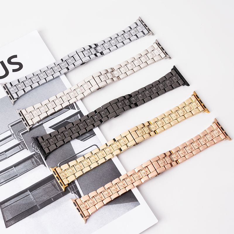 适用苹果手表iwatch8金属10不锈钢表带applewatch9/8/7/se气质高级感精钢S9表链S10男女ultra智能运动49/45MM