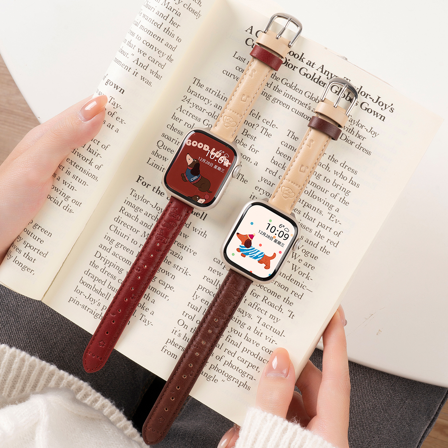 匠戴适用iWatch拼色腊肠狗表带