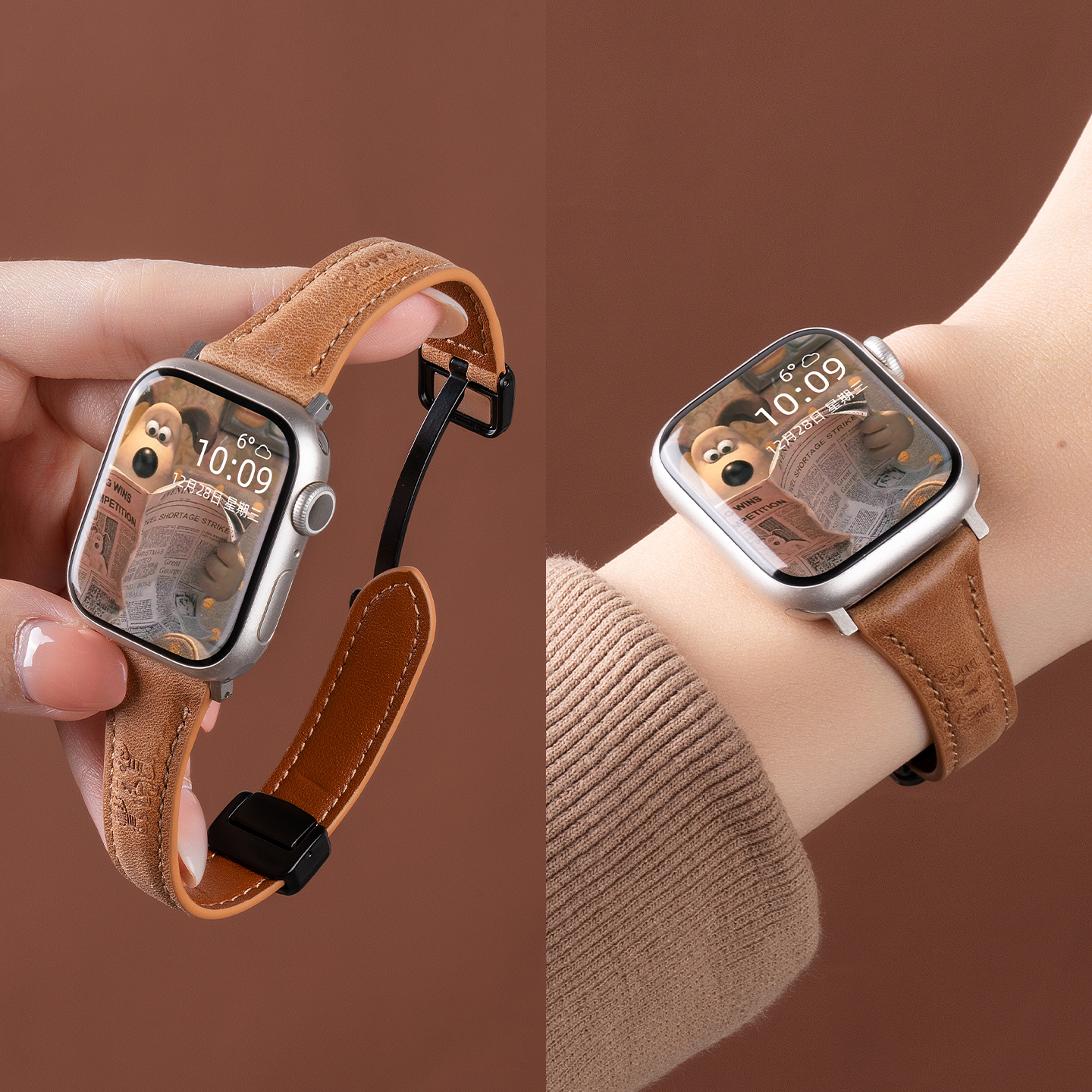 匠戴适用iWatch腊肠狗真皮表带