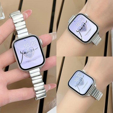 适用iwatch11表带苹果S11手表applewatch8创意S10不规则金属S9新款10高级感S7女款7时尚S6智能SE3夏季11