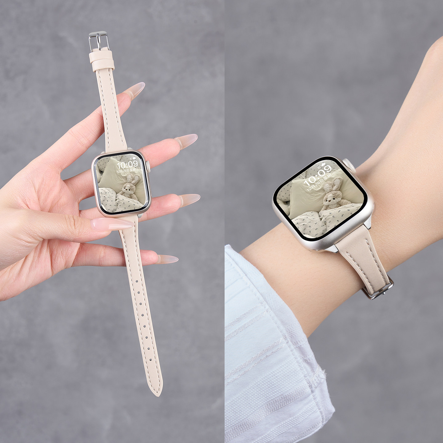 匠戴适用苹果S11手表iwatch11表带applewatch10细款小蛮腰真皮S10新款高级se3男女款S9秋冬S8时尚智能S7运动