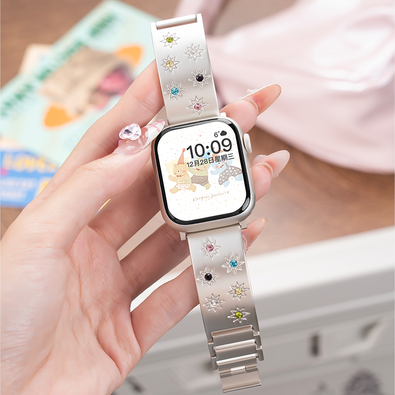 匠戴适用iwatch宝石镶嵌手镯表带