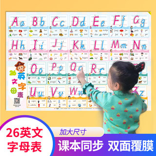 儿童26个英文字母挂图 幼儿园小学生二十六个英语字母表启蒙墙贴