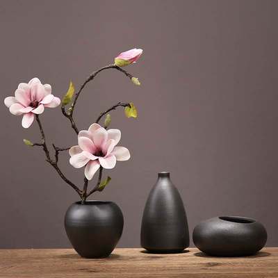 新中式创意陶瓷小花瓶摆件客厅餐桌插花家居软装禅意仿真梅花套装