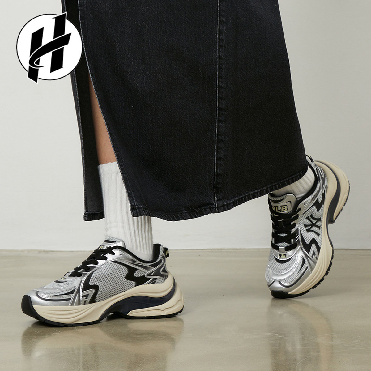 MLB休闲跑步鞋男复古耐磨低帮运动鞋女防滑透气情侣款鞋子