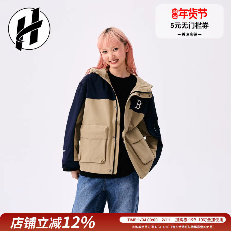 MLB 正品连帽老花夹克冲锋衣男防风女宽松百搭情侣防风夹克外套,运动服/休闲服装,运动茄克/外套,淘宝优惠券,粉丝福利购,淘宝优惠卷