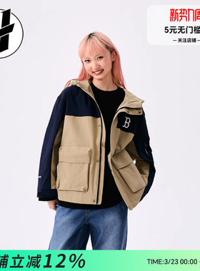 MLB 正品外衣老花夹克冲锋衣男防风女宽松百搭情侣防风夹克外套