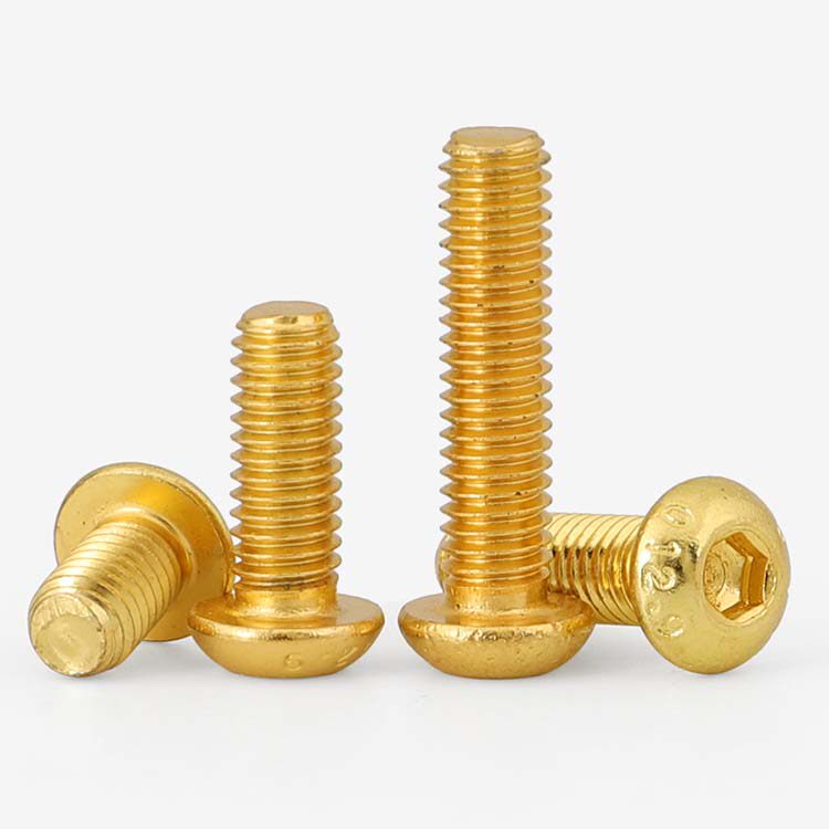 镀钛金圆头内六角盘头螺丝金色半蘑菇伞头螺栓m2m2.5m3m4m5m6m8