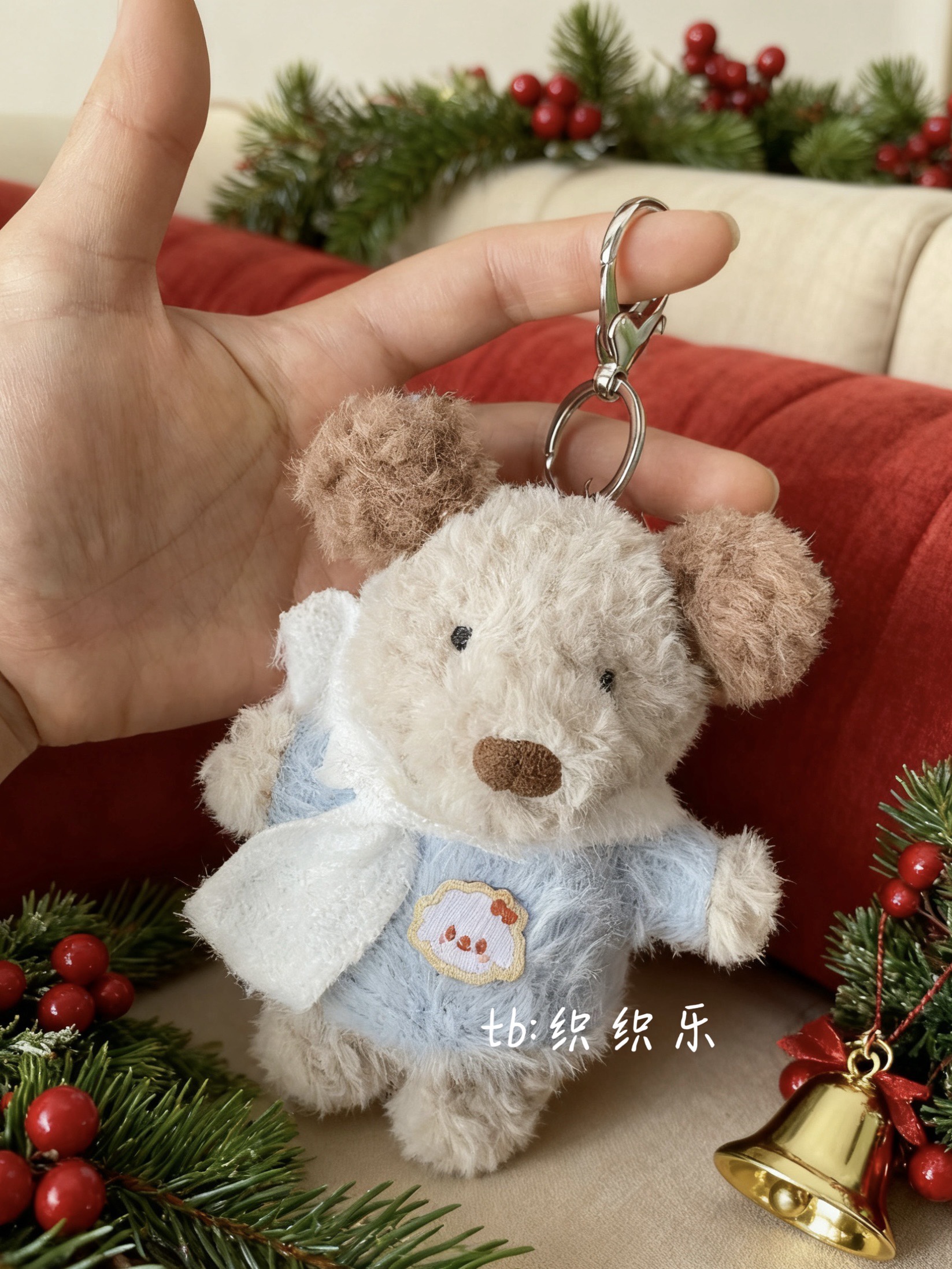 jellycat钥匙扣小狗娃衣秋冬毛衣围巾套装钥匙扣系列小猪小羊可穿