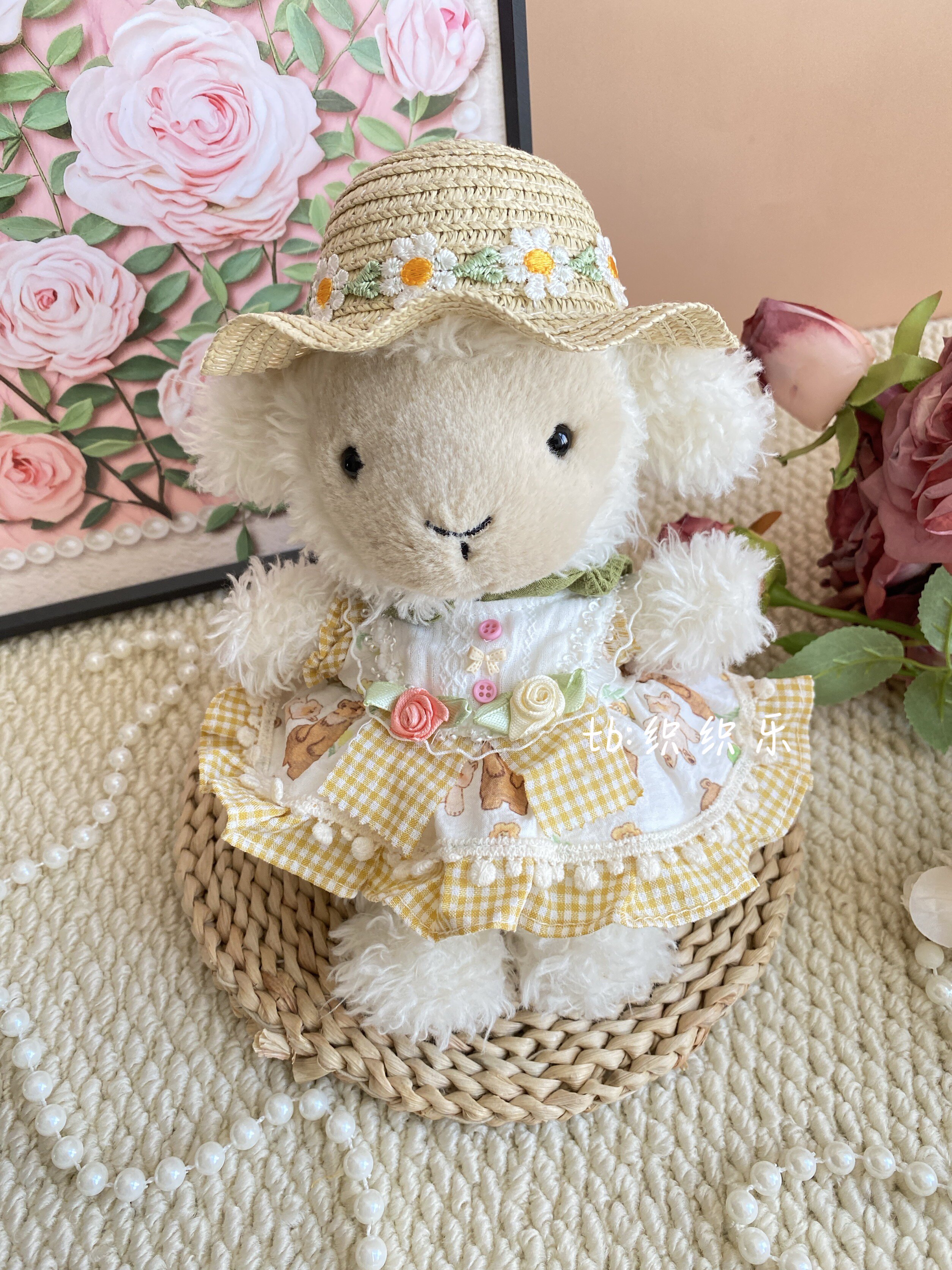 jellycat18cm小绵羊娃衣可爱玫瑰连衣裙套装little系列送朋友礼物