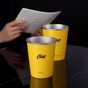 一次性杯子高级感小米黄不锈钢纸杯同款家用加厚铝箔水杯食品级