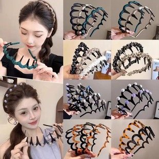 纹理大波浪发箍女洗脸压发发卡2024新款高端颅顶带齿防滑头箍头饰