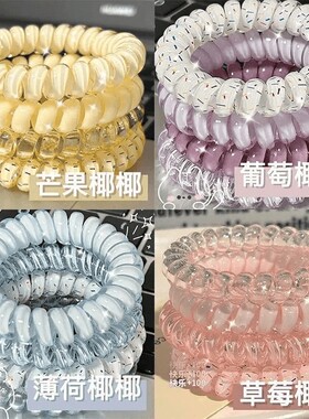 高品质薄荷椰椰电话线发圈女百搭发绳水蓝色扎发头绳耐用皮筋发饰