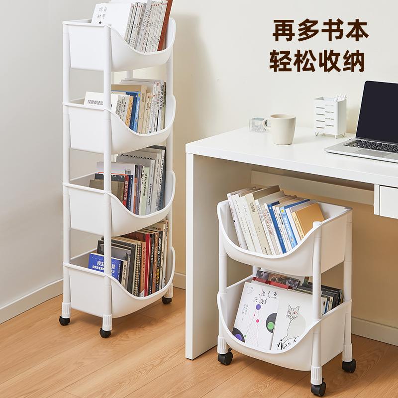 可移动书架置物架儿童玩具收纳架多层家用带轮小推车落地简易书柜
