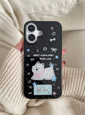 音符闪银西高地适用于苹果IPHONE17PROMAX手机壳16pm新款15超火14不会撞壳可爱防摔硅胶超好看巨漂亮外壳