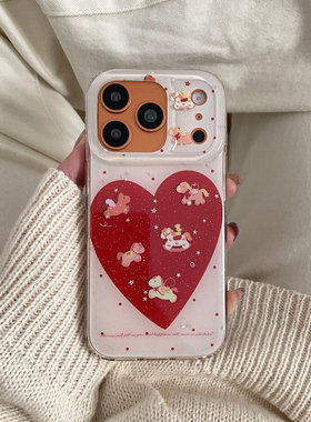 波点爱心小马适用于苹果IPHONE17PROMAX手机壳16pm新款15超火14不会撞壳可爱防摔硅胶超好看巨漂亮外壳