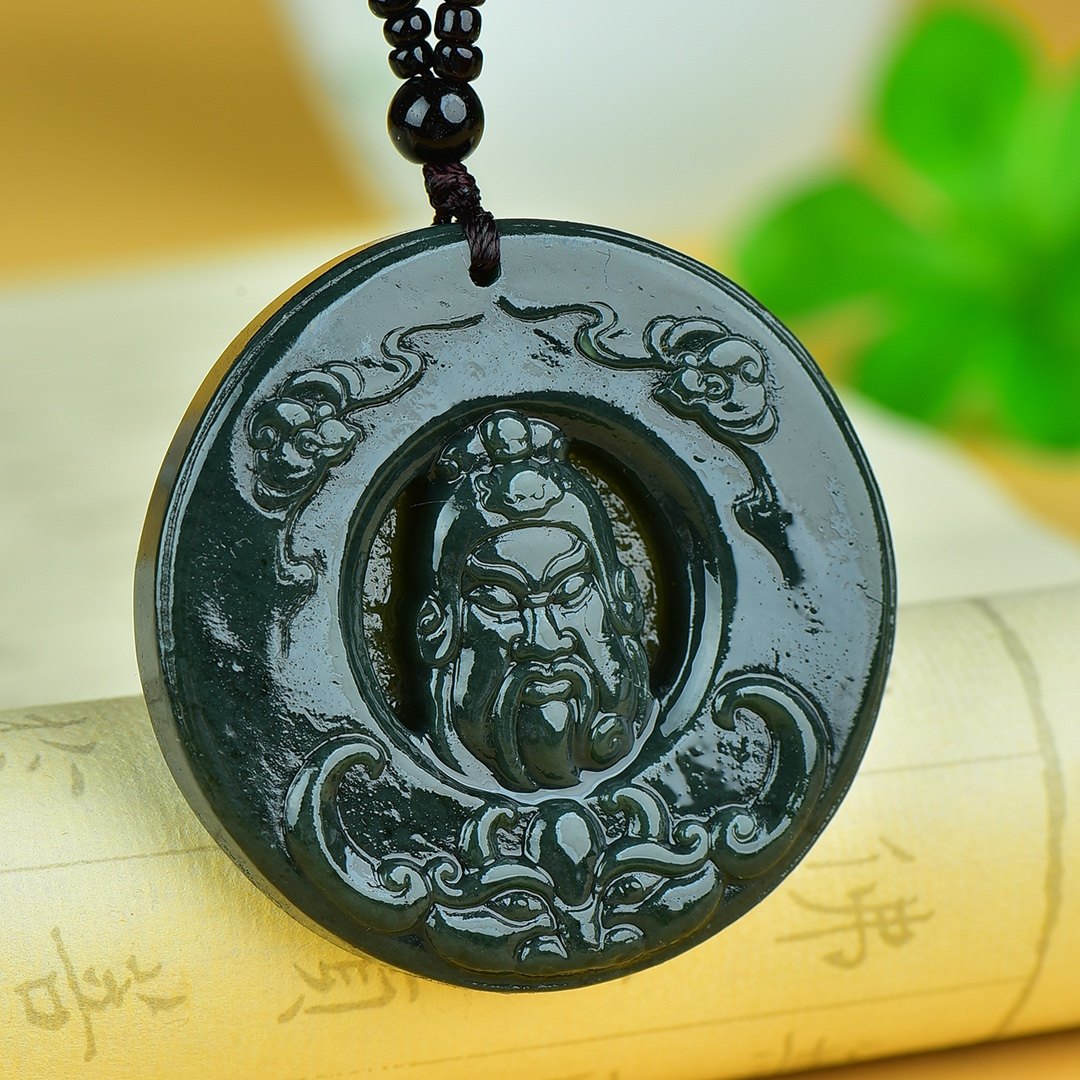 正品和田玉青玉关公挂坠男女款忠义关公吊坠真玉石玉佩支持复检