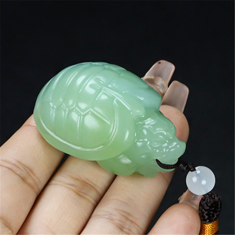 和田玉青白玉龙龟手把件籽料原石立体长寿龟挂件青白玉乌龟腰坠