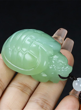 和田玉青白玉龙龟手把件