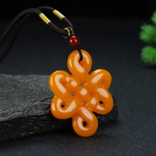 新疆和田玉中国结吊坠男女黄龙玉吉祥如意平安结玉佩挂件玉坠项链