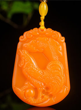 黄玉挂件黄龙玉鸡挂件吊坠