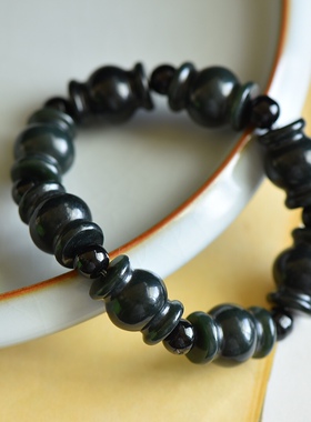 和田青玉手链路路通竹节发财手链