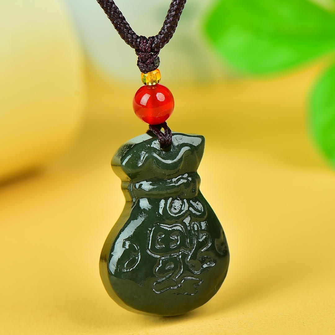 和田玉钱袋子青玉钱袋福袋挂件