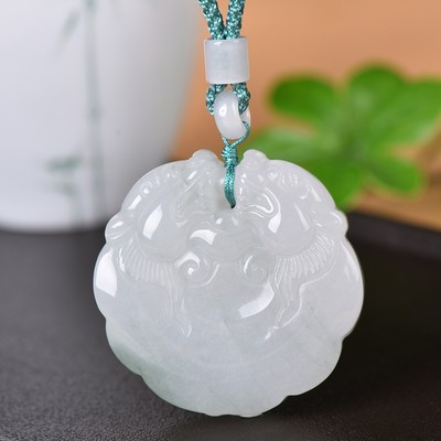 金丝玉福寿锁天山翠如意兽锁项链
