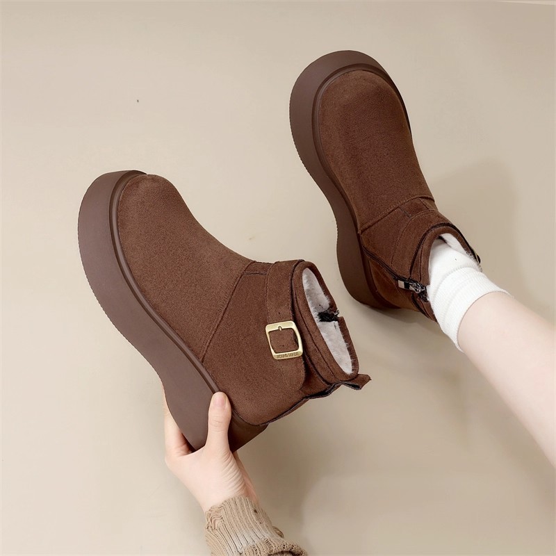 马丁靴女款2025新款英伦风厚底绒面勃肯鞋春秋加绒单靴百搭短靴子