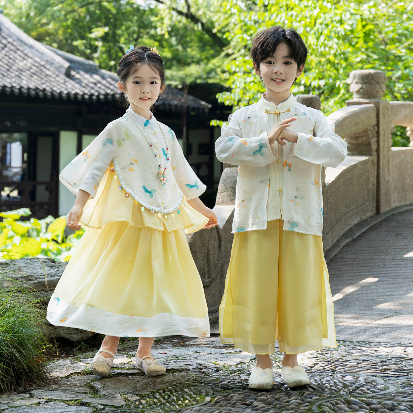 汉服套装儿童新中式唐装开笔礼民族风表演出服幼儿园中秋长袖班服