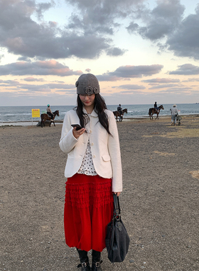 MOWENTI文文婷 法式优雅奶白娃娃领小香风外套2025女冬气质短外套