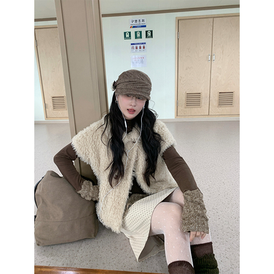 法式设计感拼接长袖针织衫