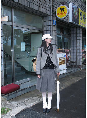 MOWENTI文文婷 复古格调全羊毛西装外套2025秋冬女韩系花瓣领上衣