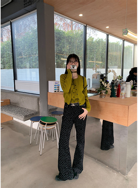 MOWENTI文文婷【12/24 20:00PM】碎花高腰休闲百搭喇叭裤女秋冬