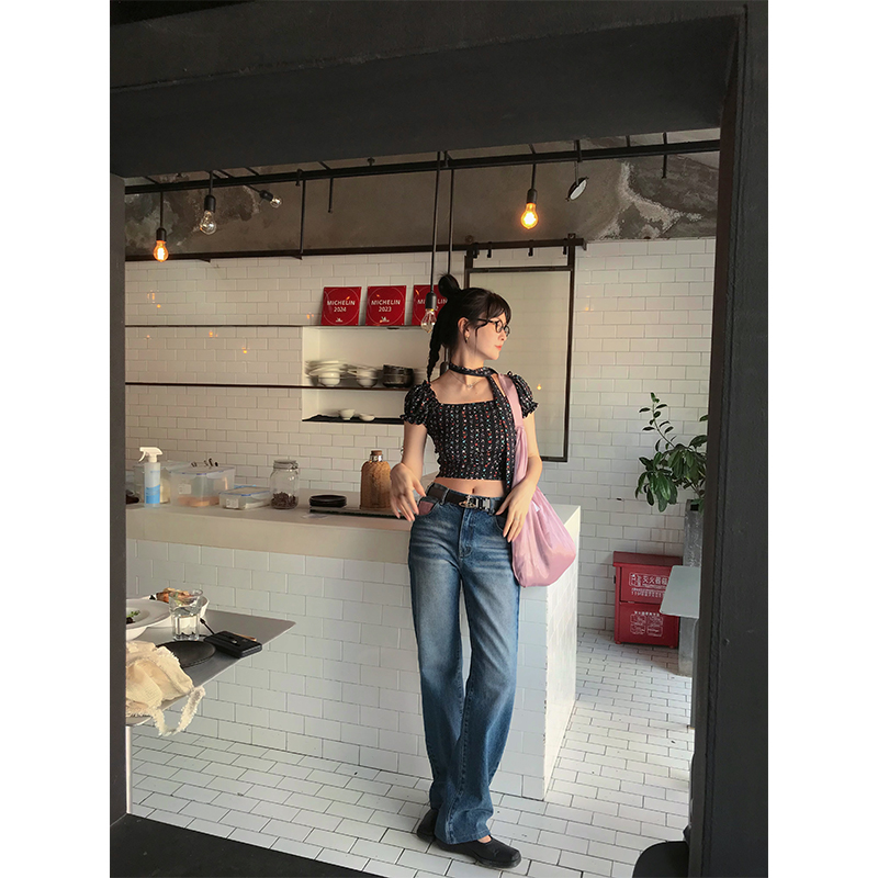 MOWENTI文文婷  【3/29 20:00PM】 口袋拼接设计款直筒休闲牛仔女