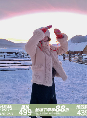 MOWENTI文文婷 奶油烟花双面穿毛绒短外套2026年柔雾麂皮绒外套女