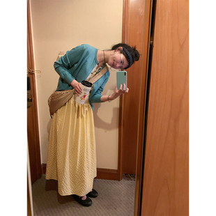 MOWENTI文文婷 2026春女碎花门襟小设计上衣 海盐薄荷圆领针织开衫