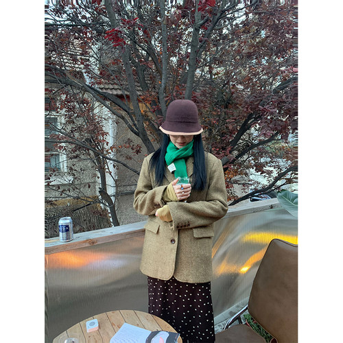 千鸟格纹西装外套女秋装休闲西服