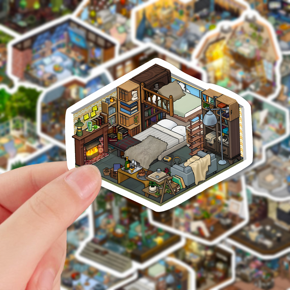 像素小屋贴纸创意小众自粘防水