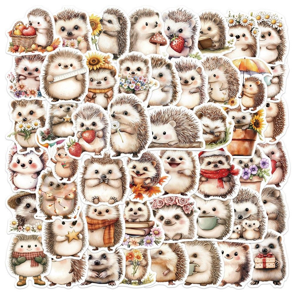 50张可爱刺猬贴纸创意涂鸦pvc防水不干胶手账摩托头盔装饰diy贴画,文具电教/文化用品/商务用品,贴纸/立体贴纸,淘宝优惠券,粉丝福利购,淘宝优惠卷