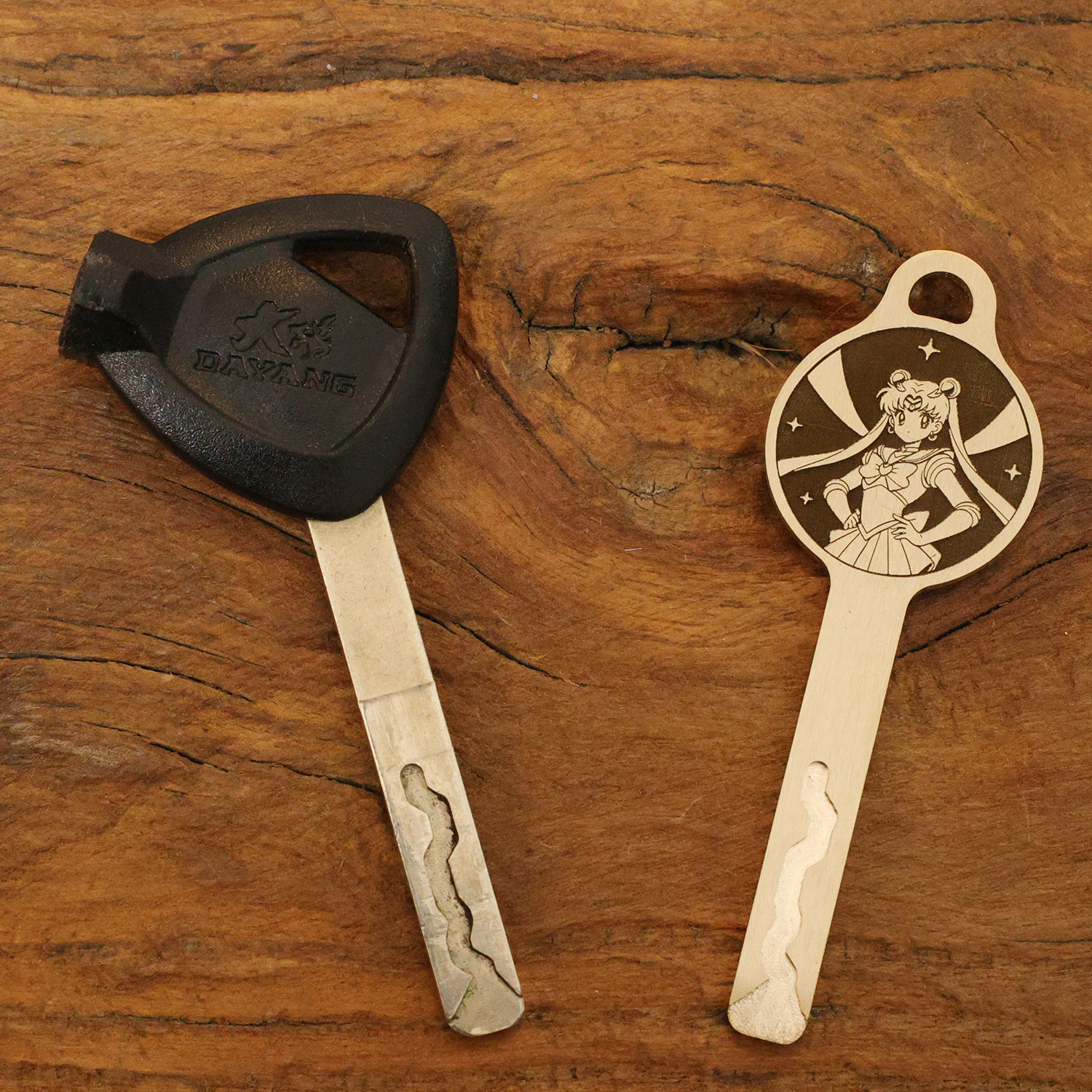 适用大阳摩托车复古纯铜钥匙胚 黄铜材质个性改装配件