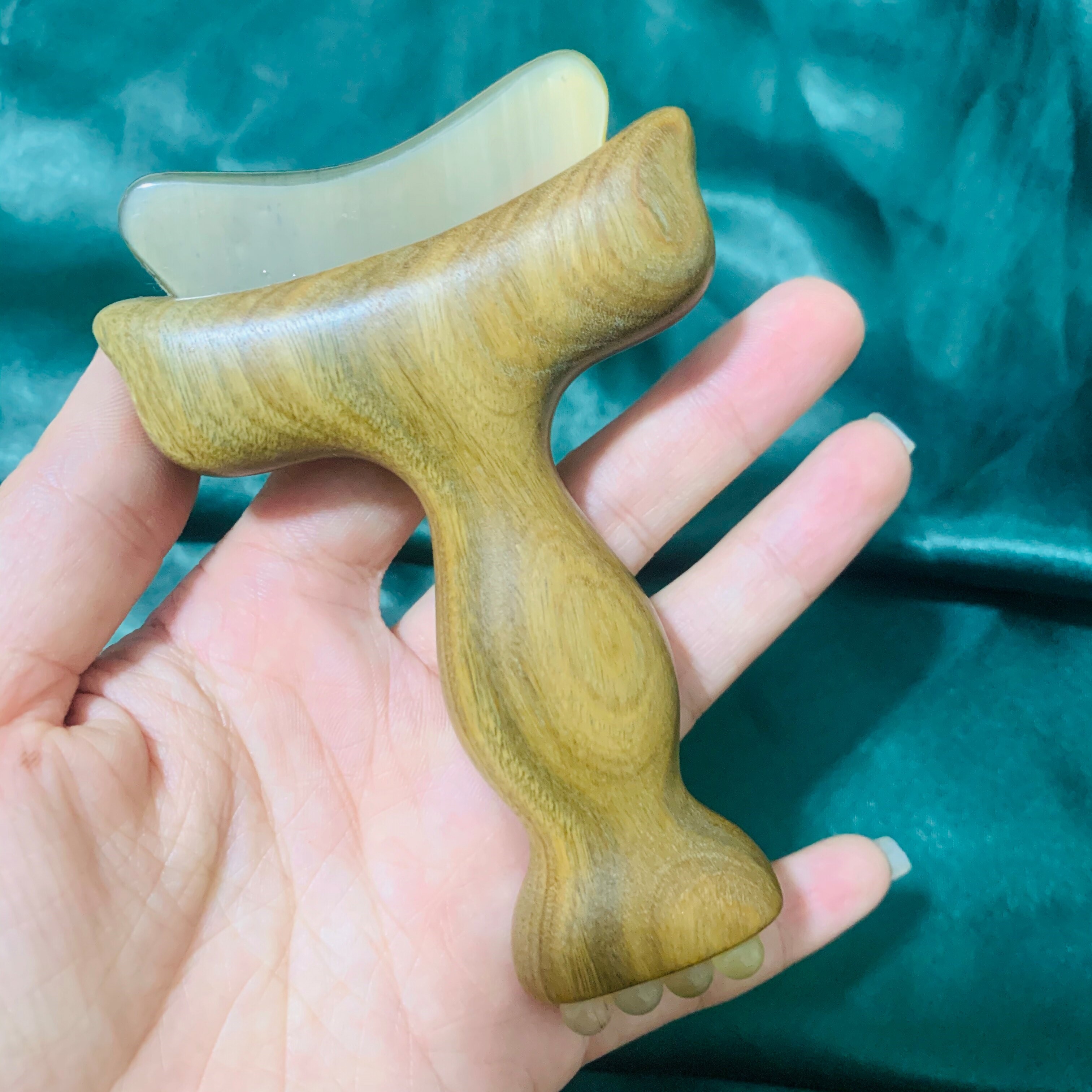 御用木绿檀羊角刮板痧面部按摩拨筋棒肩颈经络推子多功能养生工具
