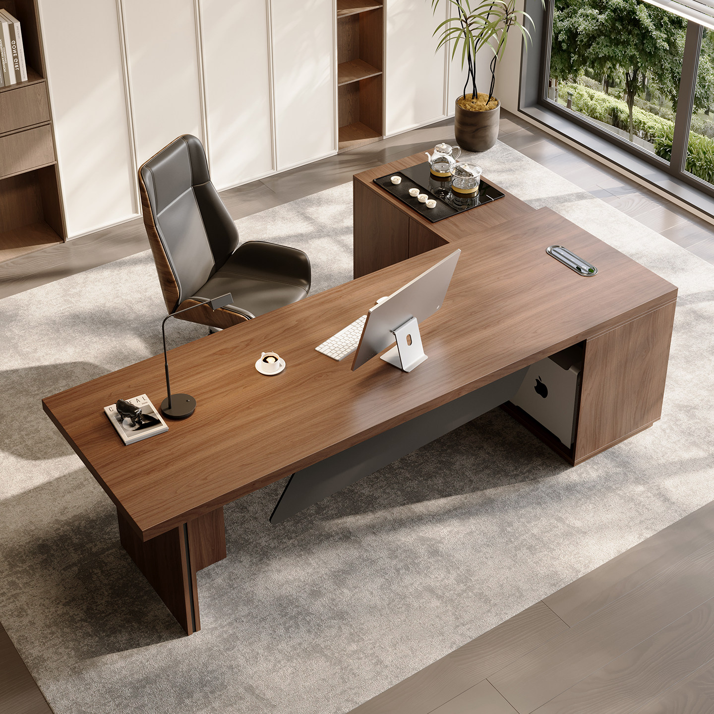 现代简约实木老板桌大班台高端主管桌办公桌子烧水壶带茶台一体式,住宅家具,家用茶台/茶桌,淘宝优惠券,粉丝福利购,淘宝优惠卷