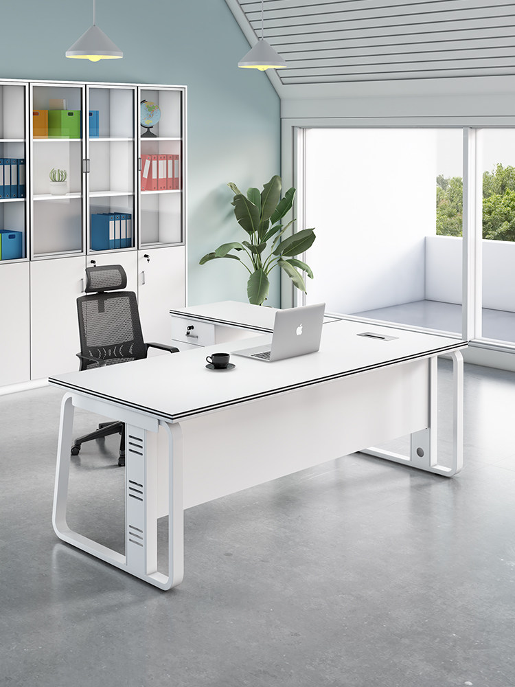 4米单人白色电脑桌