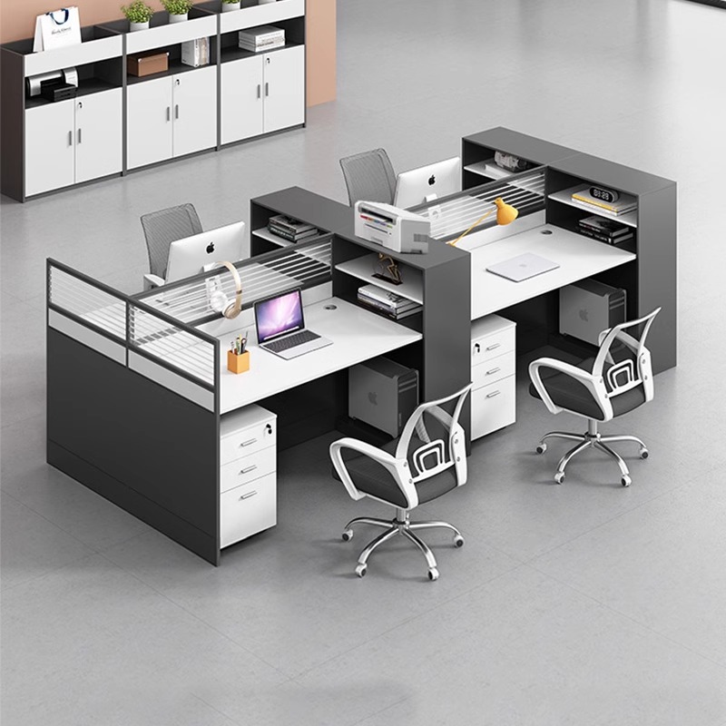 屏风办公桌简约现代4/6/8人位职员电脑桌工位办公室卡位桌椅组合