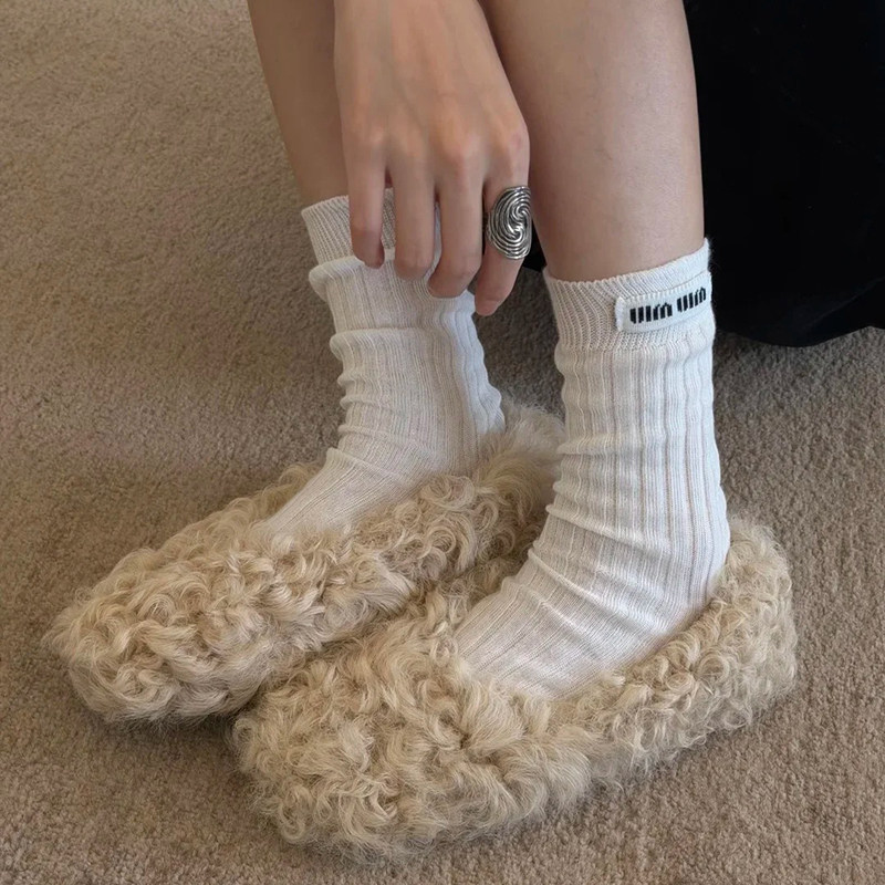 泰迪卷毛毛玛丽珍鞋2026春季新款方头平底浅口一脚蹬外穿加绒单鞋,女鞋,毛毛鞋,淘宝优惠券,粉丝福利购,淘宝优惠卷